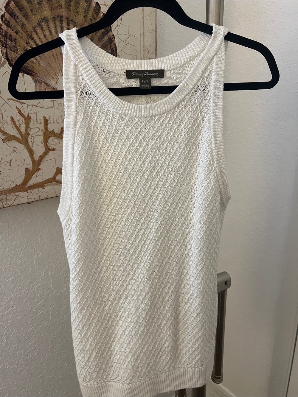 Tommy Bahama White Textured Knit Tank